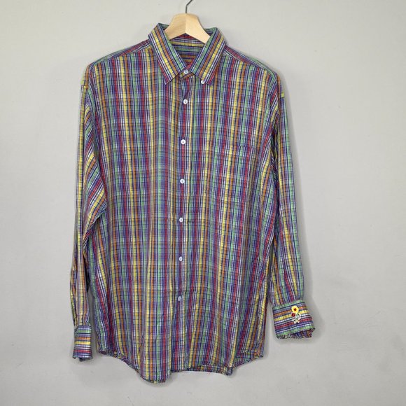 Bugatchi Other - Bugatchi Uomo Colorful Long Sleeve Striped Button-Up Shirt Cotton Large I-913
